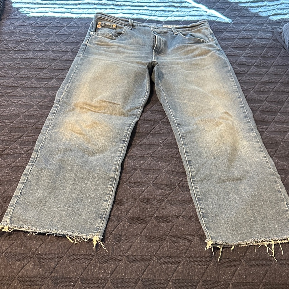 Ag Adriano Goldschmied Brinley Crop Mid-Rise Straight Jeans - Blue